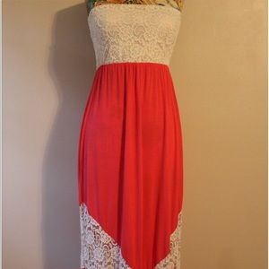 Rachel Kate Coral and Lace Maxi